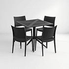 Mesa restaurant 80x80 Polipropileno + 4 Sillas de Restaurante - Negra 1