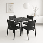 Mesa restaurant 80x80 Polipropileno + 4 Sillas de Restaurante - Negra 2