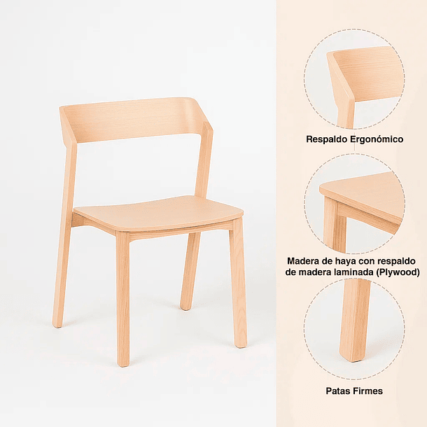 Comedor Mesa Redonda de 100 cm Madera Natural con Base Estilo Rejilla + 4 Silla de Madera Rover Viena Natural 5