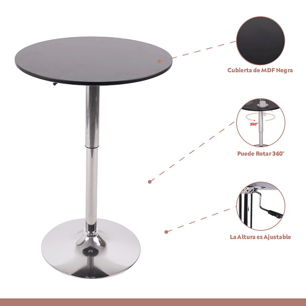 Mesa de centro alta ajustable - Negra 9