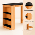 Mesa de cocina organizadora alta color madera con cubierta negra - Negro 8