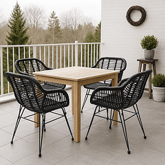 Pack de 4 Butacas con Apoyabrazos de Terraza Rattan Grecia Color Negro