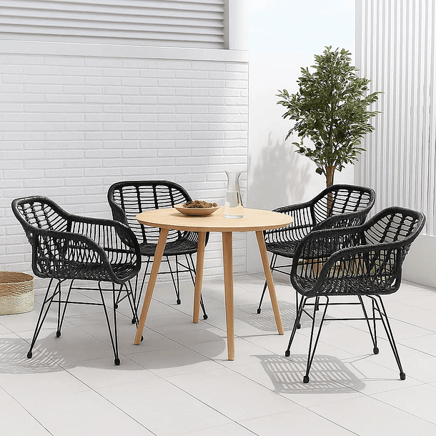 Pack de 4 Butacas con Apoyabrazos de Terraza Rattan Grecia Color Negro 3
