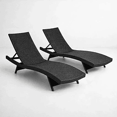 Pack de 2 Reposeras Moderna para Terraza o Piscina en Ratán