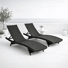 Pack de 2 Reposeras Moderna para Terraza o Piscina en Ratán