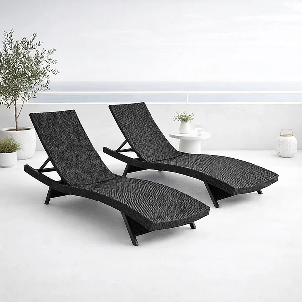 Pack de 2 Reposeras Moderna para Terraza o Piscina en Ratán 2