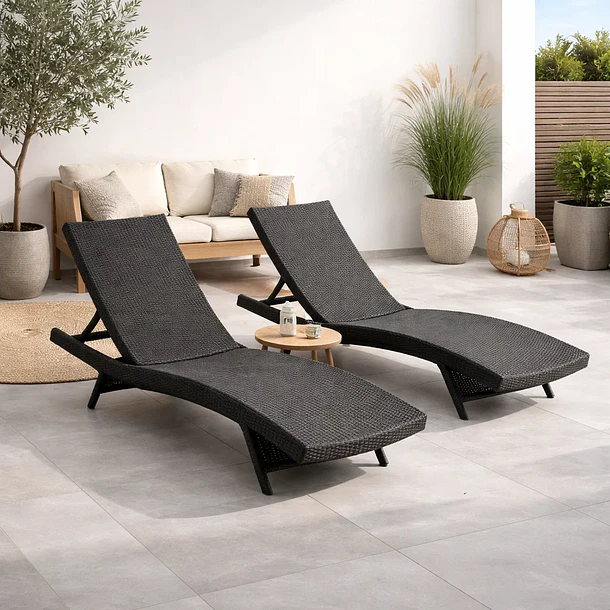 Pack de 2 Reposeras Moderna para Terraza o Piscina en Ratán 3