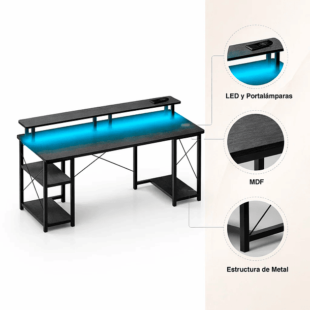 Escritorio gamer Tekna 120x50x75 5