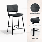 Pack de 2 Taburetes Alto Bronx Negro con Patas Metálicas Negras 5