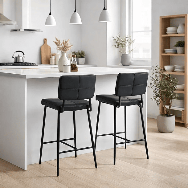 Pack de 4 Taburetes Alto Bronx Negro con Patas Metálicas Negras 3