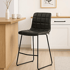 Taburete Alto Milano Cuero Sintetico con Patas Metálicas Estilo Industrial 3