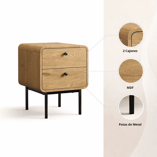 Pack de 2 Veladores KETIK 40x50 - Madera clara 5