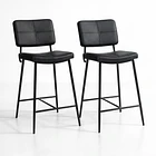 Pack de 2 Taburetes Alto Bronx Negro con Patas Metálicas Negras 1