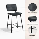 Pack de 2 Taburetes Alto Bronx Negro con Patas Metálicas Negras 5