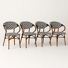 Pack de 4 Sillas Bistro Parisina Rattan con reposabrazos - Blanca con negro 1