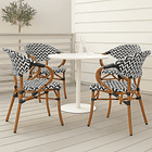 Pack de 4 Sillas Bistro Parisina Rattan con reposabrazos - Blanca con negro 3