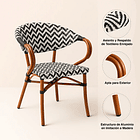 Pack de 4 Sillas Bistro Parisina Rattan con reposabrazos - Blanca con negro 5