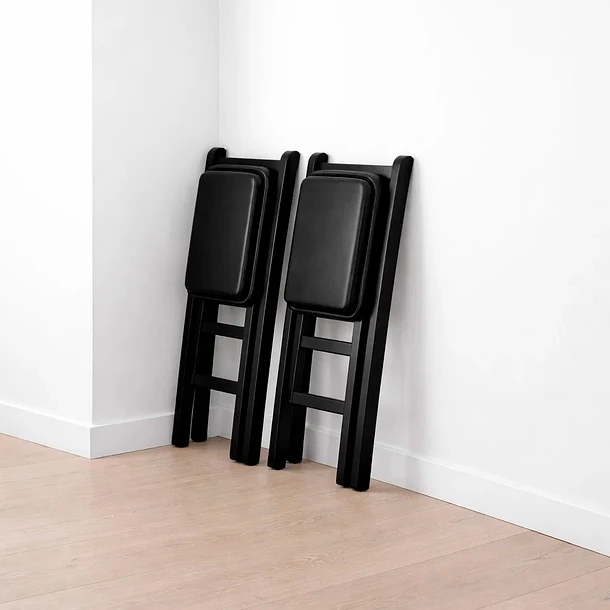 Pack de 2 Sillas Industrial Plegable con Marco Negro y Tapizado Sintético 2