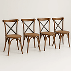 Pack de 4 Sillas Crossback Madera Rattan - Café Vintage 1