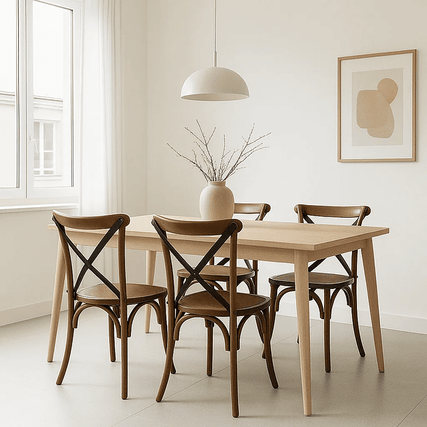 Pack de 4 Sillas Crossback Madera Rattan - Café Vintage 2