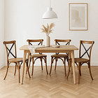 Pack de 4 Sillas Crossback Madera Rattan - Café Vintage 3