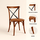 Pack de 4 Sillas Crossback Madera Rattan - Café Vintage 5