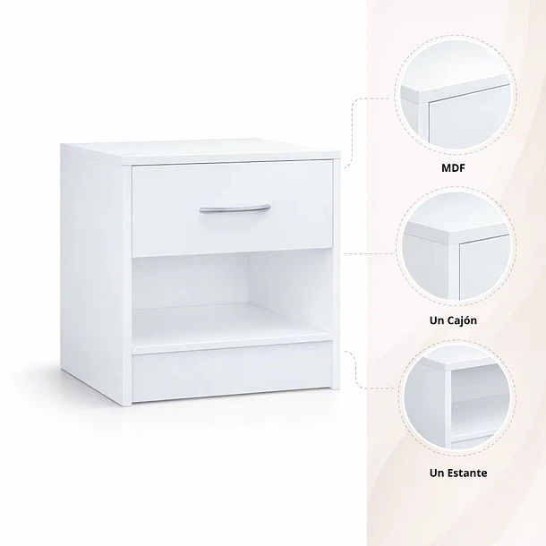 Velador KLAKU 39x28x41 - Blanco 5