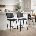 Pack de 4 Taburetes Alto Bronx Negro con Patas Metálicas Negras 2