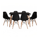 Comedor Mesa Rectangular Negra + 6 Sillas Eames Negras 1