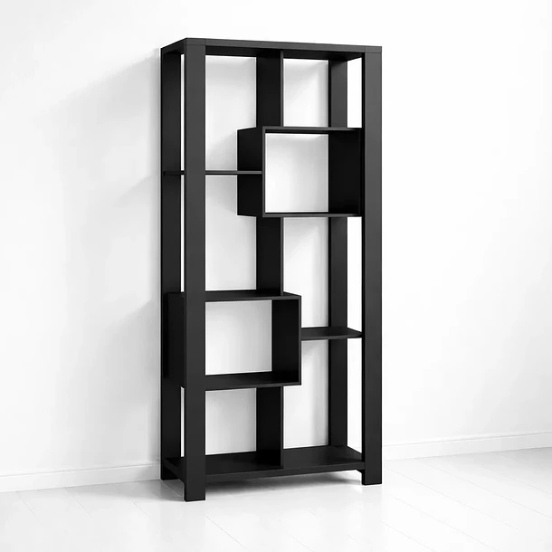 Estantería Prisma Noir Librero Geométrico Moderno 39x80x180 - Negro 1
