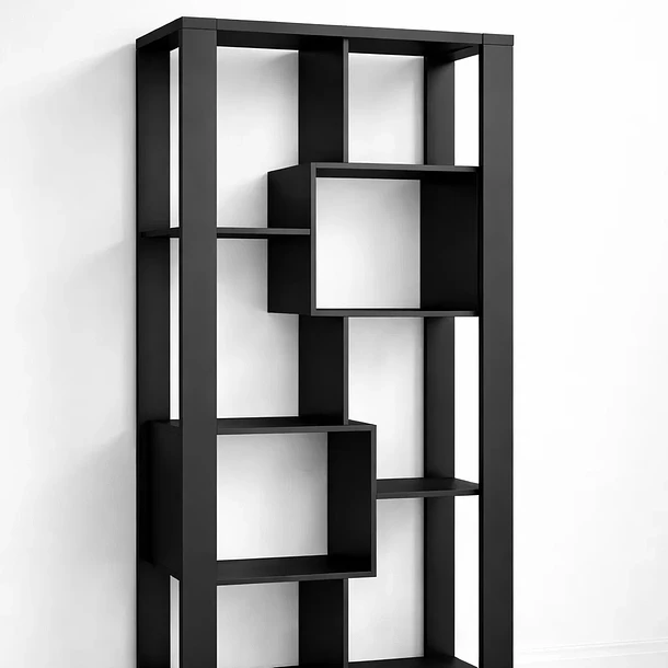 Estantería Prisma Noir Librero Geométrico Moderno 39x80x180 - Negro 6