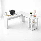 Escritorio Luma Corner en L Blanca con Repisas 2