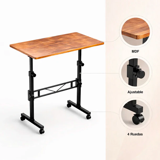 Mesa escritorio ajustable Vinna 80x40x74 5