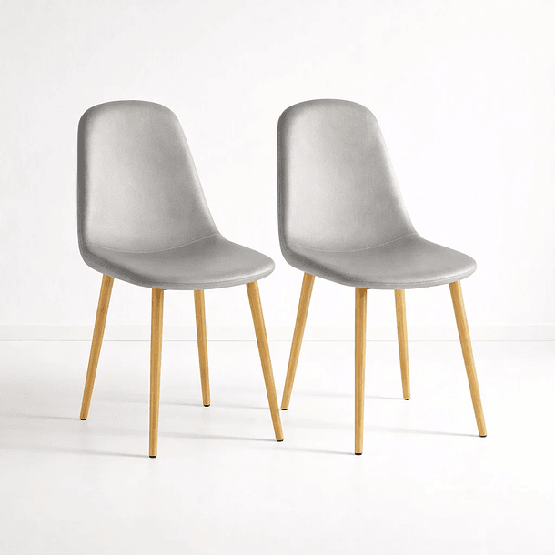 Pack de 2 Sillas Spoon Terciopelo - Gris 1