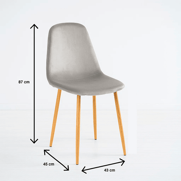 Pack de 2 Sillas Spoon Terciopelo - Gris 4