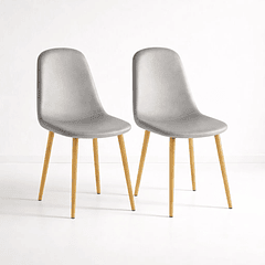 Pack de 2 Sillas Spoon Terciopelo - Gris
