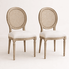 Pack de 2 Sillas de Comedor Madera Acolchada Luis XV