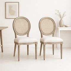 Pack de 2 Sillas de Comedor Madera Acolchada Luis XV