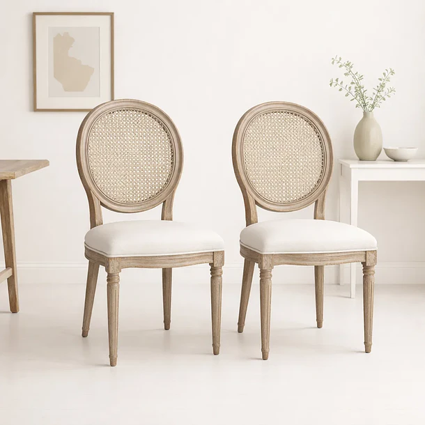 Pack de 2 Sillas de Comedor Madera Acolchada Luis XV 2