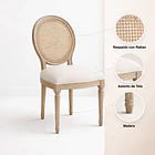 Comedor Mesa de Vidrio Rectangular Nórdica 140x90 cm + 6 Silla de Madera Acolchada Luis XV 5