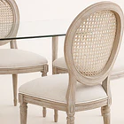 Comedor Mesa de Vidrio Rectangular Nórdica 140x90 cm + 6 Silla de Madera Acolchada Luis XV 6