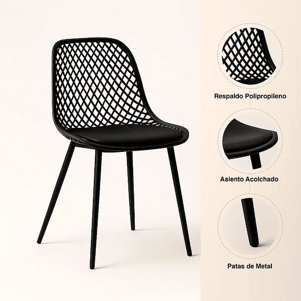 Pack de 2 Sillas Europa Acolchadas - Negras 5