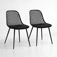 Pack de 2 Sillas Europa Acolchadas - Negras