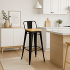 Pack de 2 Taburetes Tolix Con Asiento De Madera Clara - Negros 3
