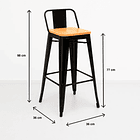 Pack de 2 Taburetes Tolix Con Asiento De Madera Clara - Negros 4