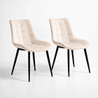 Pack de 2 Sillas de Comedor Macron Acolchada Terciopelo - Beige 1