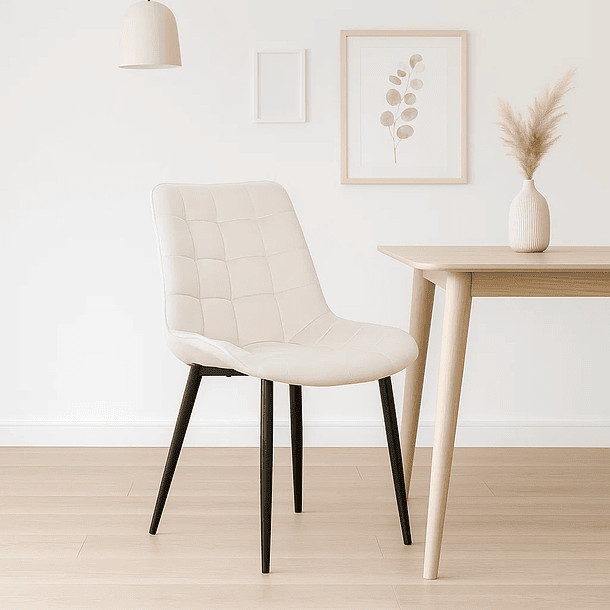 Pack de 2 Sillas de Comedor Macron Acolchada Terciopelo - Beige 2