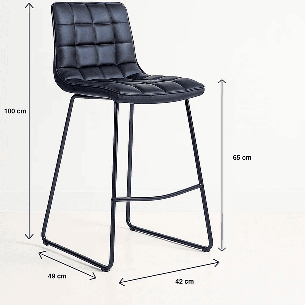 Pack de 2 Taburetes Altos Milano Cuero Sintetico con Patas Metálicas Estilo Industrial 4