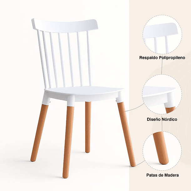 Pack de 2 Sillas Windsor Blancas 5
