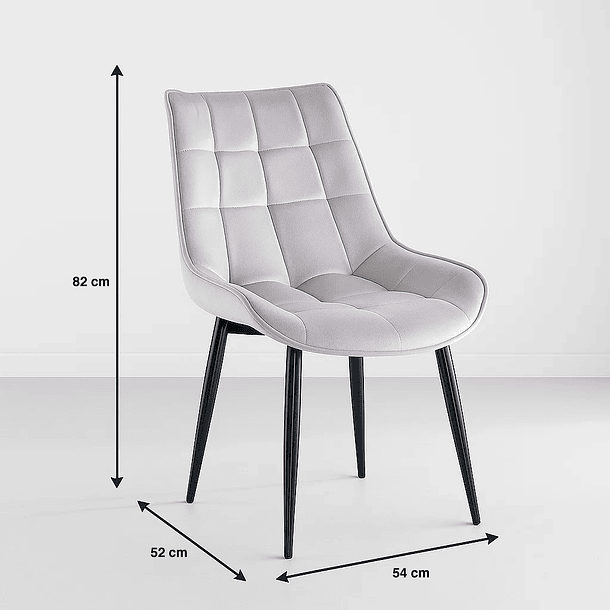 Pack de 2 Sillas de Comedor Macron Acolchada Terciopelo - Gris 4